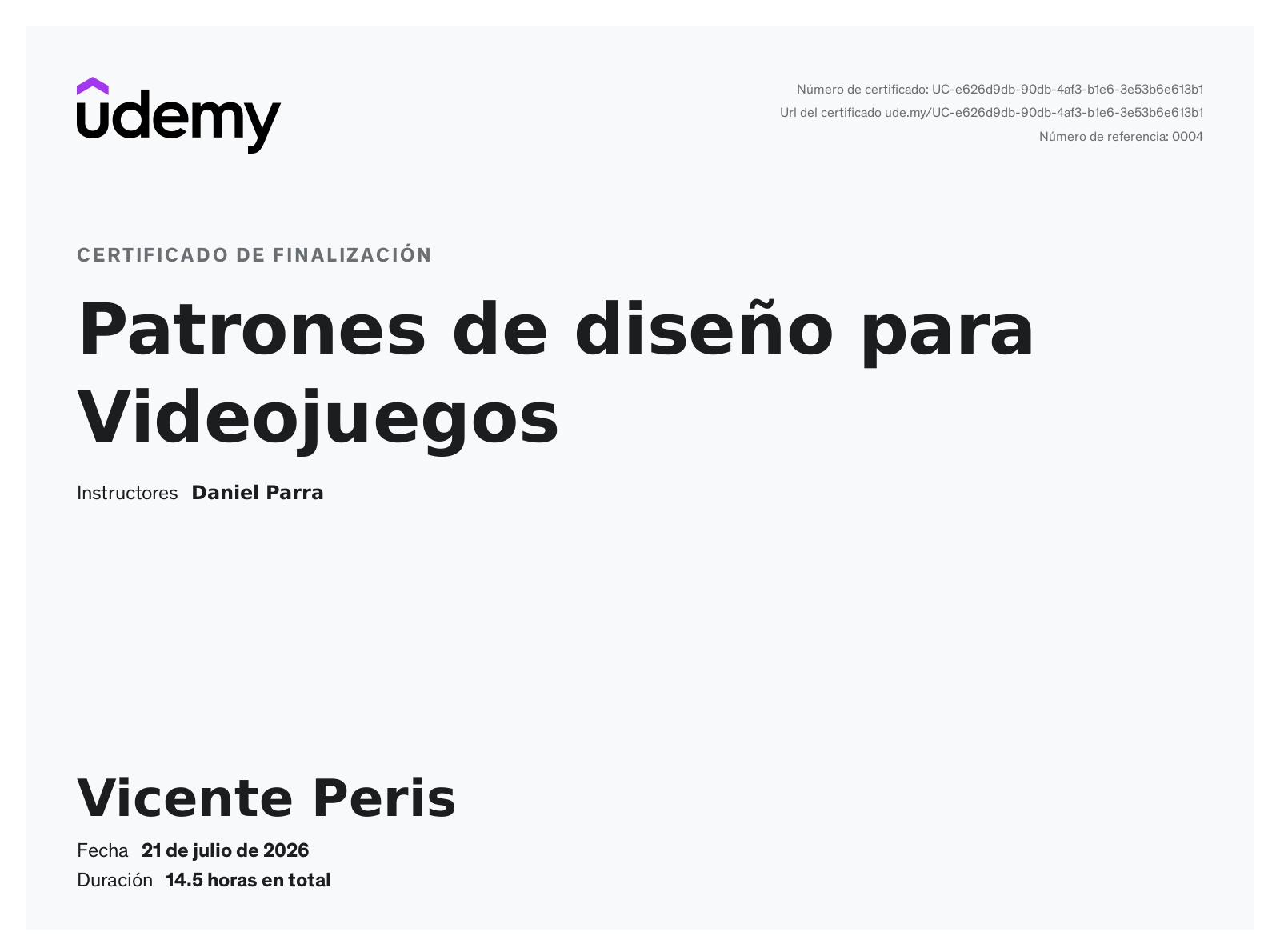 Design Patterns Certificate